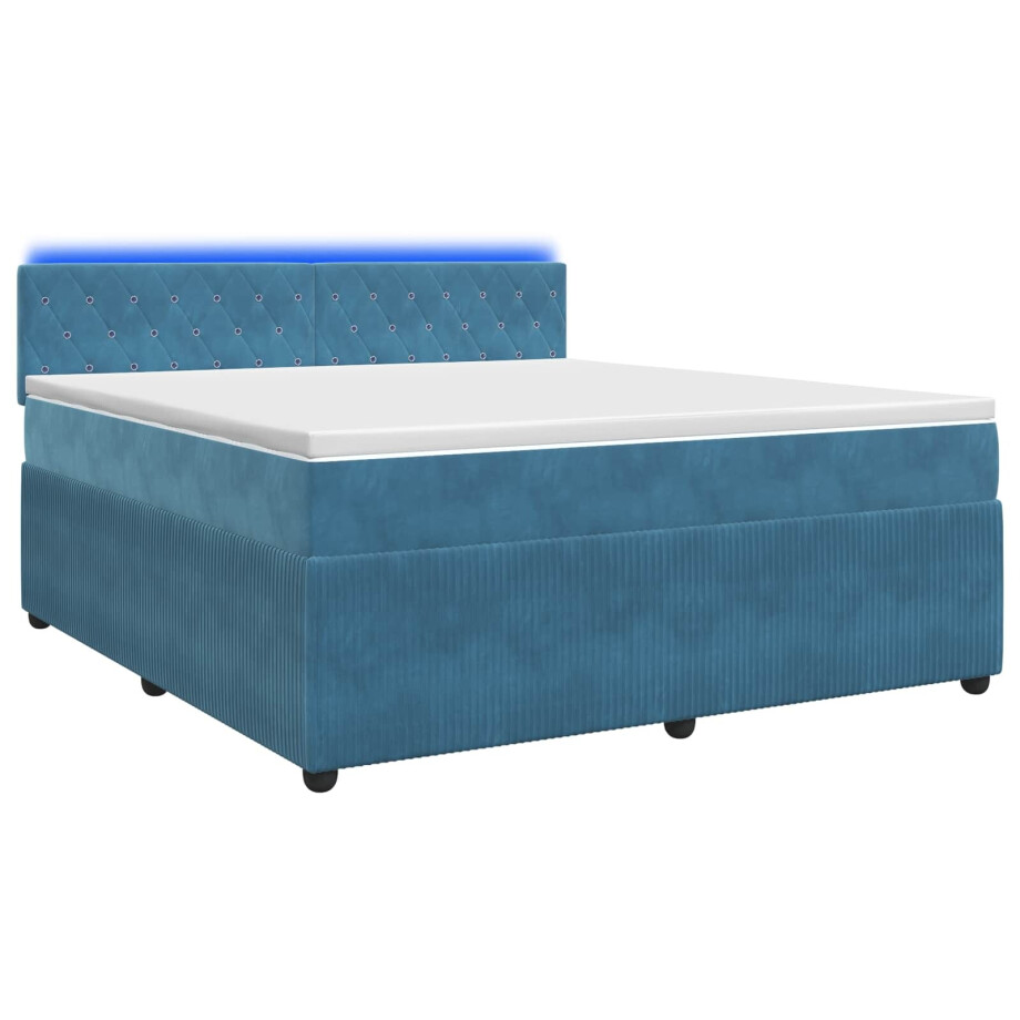 vidaXL Boxspringbed met matras Blauw 140 x 190 cm Fluweel afbeelding 1