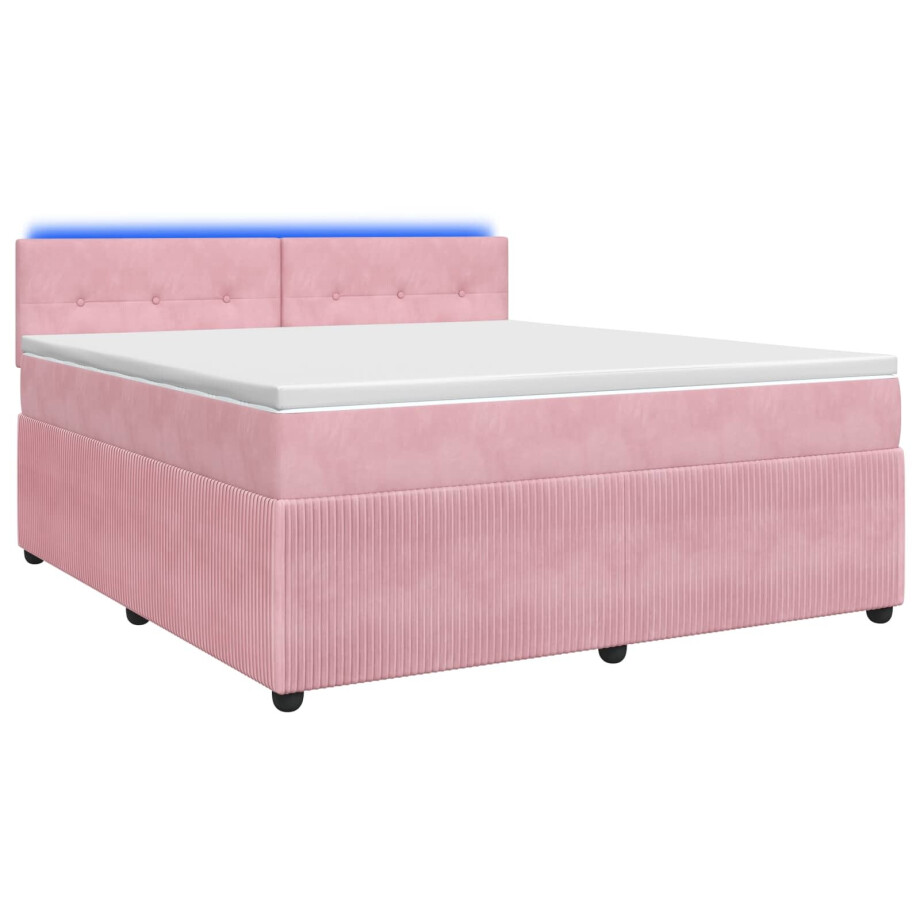 vidaXL Boxspringbed met matras Roze 140 x 200 cm Fluweel vidaXL Boxspringbed met matras Roze 140 x 200 cm Fluweel afbeelding 1