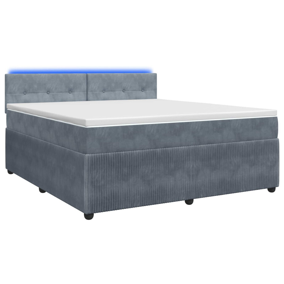vidaXL Boxspringbed met matras Donkergrijs 160 x 200 cm Fluweel vidaXL Boxspringbed met matras Donkergrijs 160 x 200 cm Fluweel afbeelding 1
