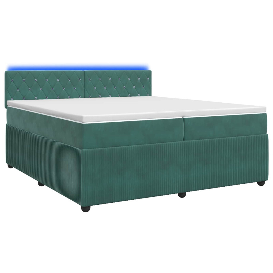 vidaXL Boxspringbed met matras Donkergroen 200 x 200 cm Fluweel afbeelding 1
