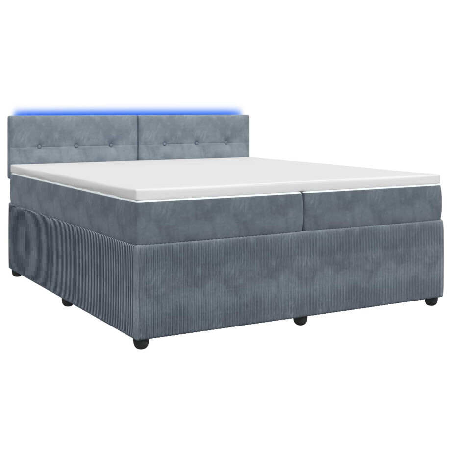 vidaXL Boxspringbed met matras Donkergrijs 200 x 200 cm Fluweel vidaXL Boxspringbed met matras Donkergrijs 200 x 200 cm Fluweel afbeelding 1