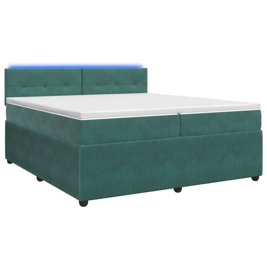 vidaXL Boxspringbed met matras Donkergroen 200 x 200 cm Fluweel afbeelding 1
