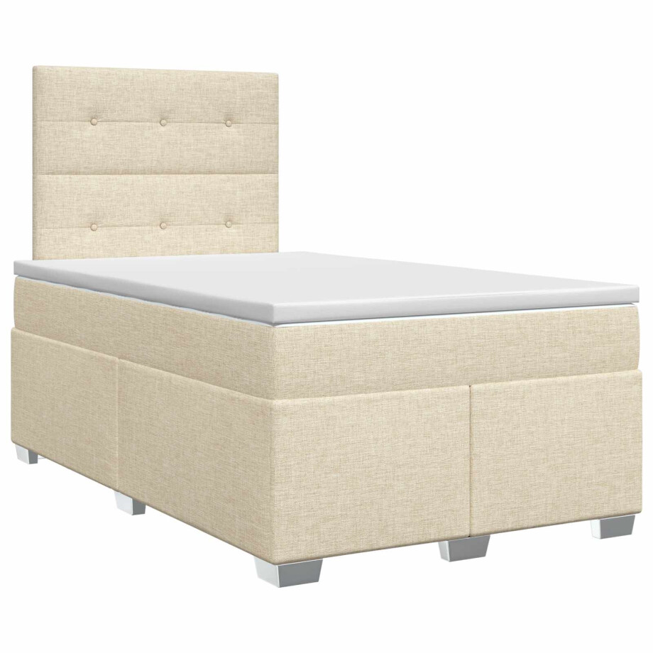 vidaXL Boxspringbed met matras Crèmekleurig 120 x 190 cm Stof vidaXL Boxspringbed met matras Crèmekleurig 120 x 190 cm Stof afbeelding 1