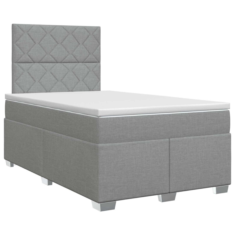 vidaXL Boxspringbed met matras Lichtgrijs 120 x 190 cm Stof vidaXL Boxspringbed met matras Lichtgrijs 120 x 190 cm Stof afbeelding 1