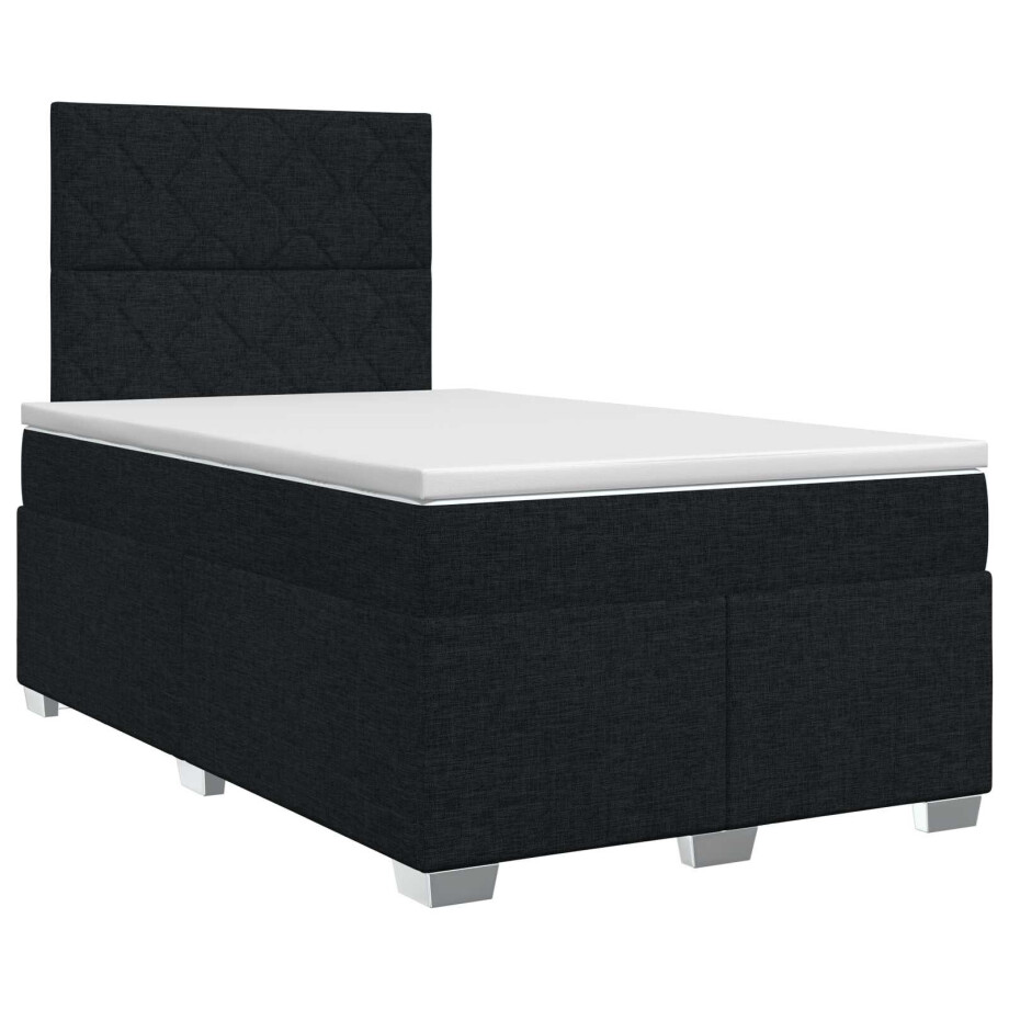 vidaXL Boxspringbed met matras met hoofdeinde Zwart 120 x 190 cm Stof afbeelding 1