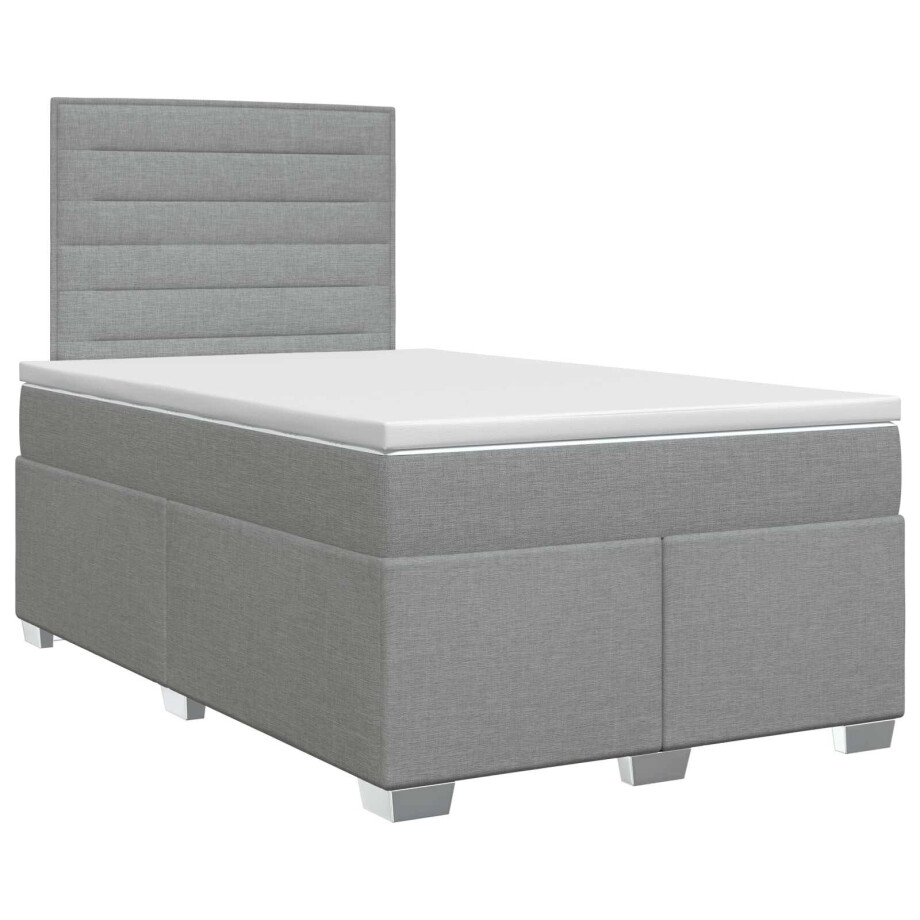 vidaXL Boxspringbed met matras Lichtgrijs 120 x 200 cm Stof afbeelding 1