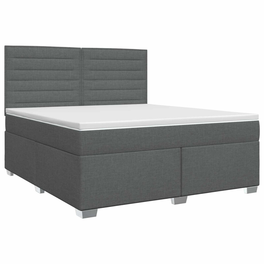 vidaXL Boxspringbed met matras Donkergrijs 140 x 190 cm Stof afbeelding 1