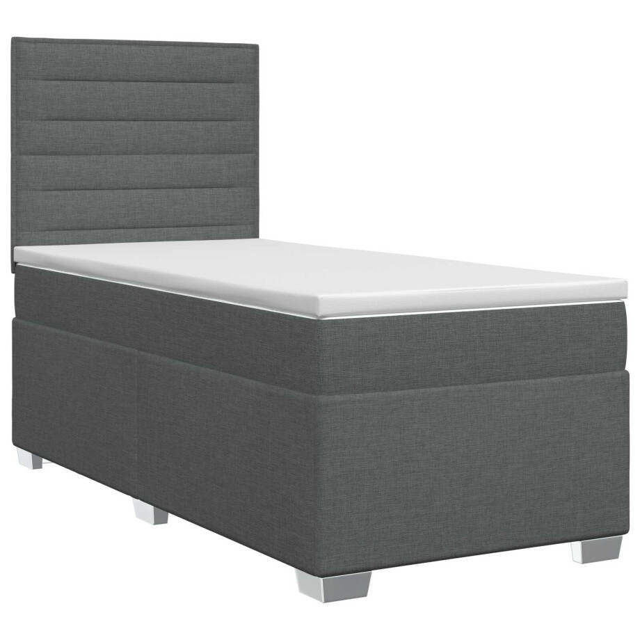 vidaXL Boxspringbed met matras met hoofdeinde Donkergrijs Enkel Stof vidaXL Boxspringbed met matras met hoofdeinde Donkergrijs Enkel Stof afbeelding 1