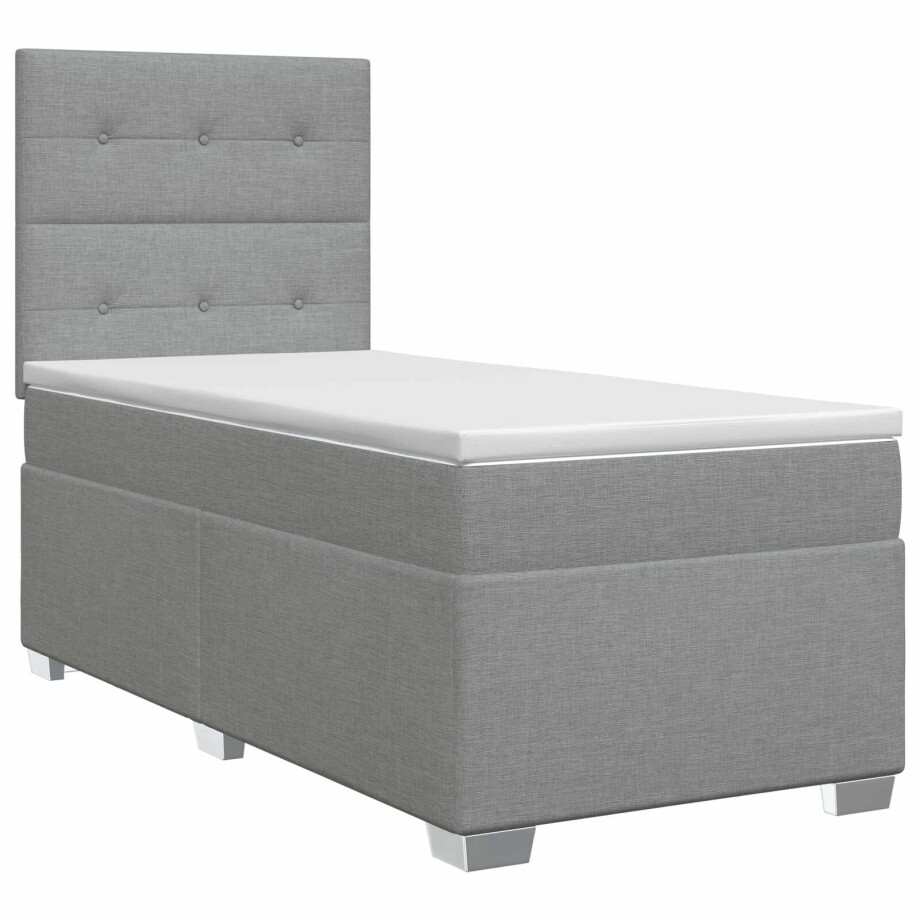 vidaXL Boxspringbed met matras met hoofdeinde Lichtgrijs Enkel Stof vidaXL Boxspringbed met matras met hoofdeinde Lichtgrijs Enkel Stof afbeelding 1