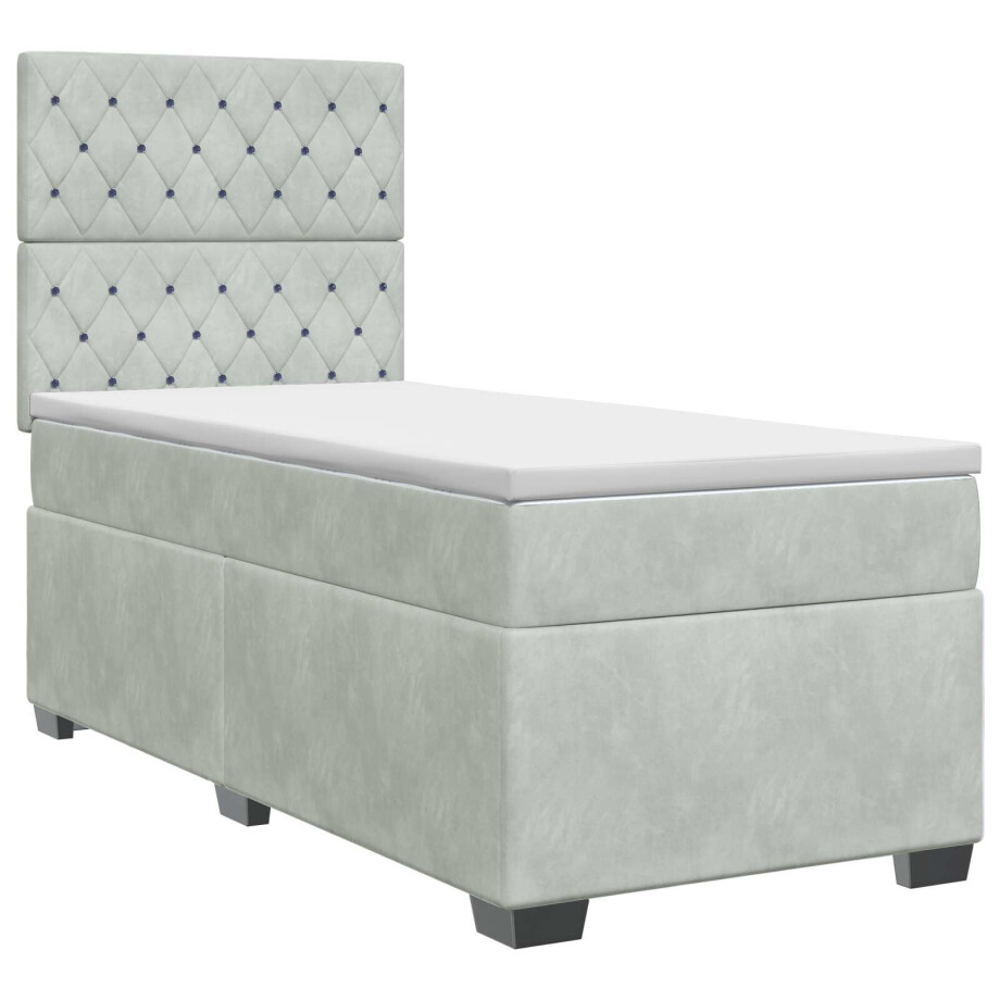 vidaXL Boxspringbed met matras Lichtgrijs 80 x 200 cm Fluweel vidaXL Boxspringbed met matras Lichtgrijs 80 x 200 cm Fluweel afbeelding 1