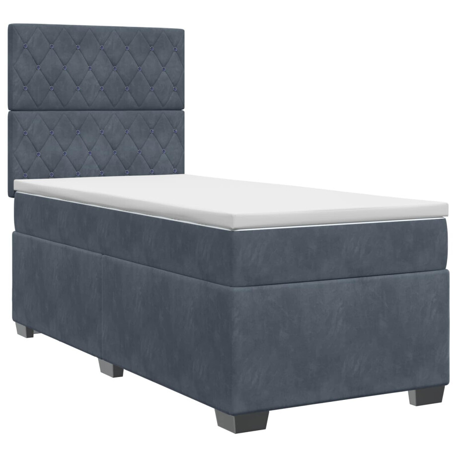 vidaXL Boxspringbed met matras Donkergrijs 80 x 200 cm Fluweel vidaXL Boxspringbed met matras Donkergrijs 80 x 200 cm Fluweel afbeelding 1