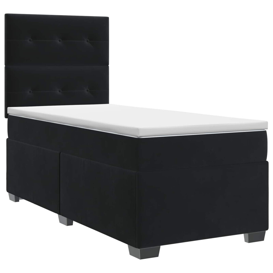 vidaXL Boxspringbed met matras Zwart 90 x 190 cm Fluweel vidaXL Boxspringbed met matras Zwart 90 x 190 cm Fluweel afbeelding 1