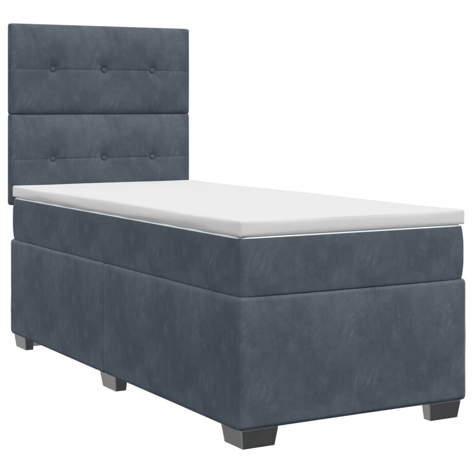 vidaXL Boxspringbed met matras Donkergrijs 100 x 200 cm Fluweel vidaXL Boxspringbed met matras Donkergrijs 100 x 200 cm Fluweel afbeelding 1