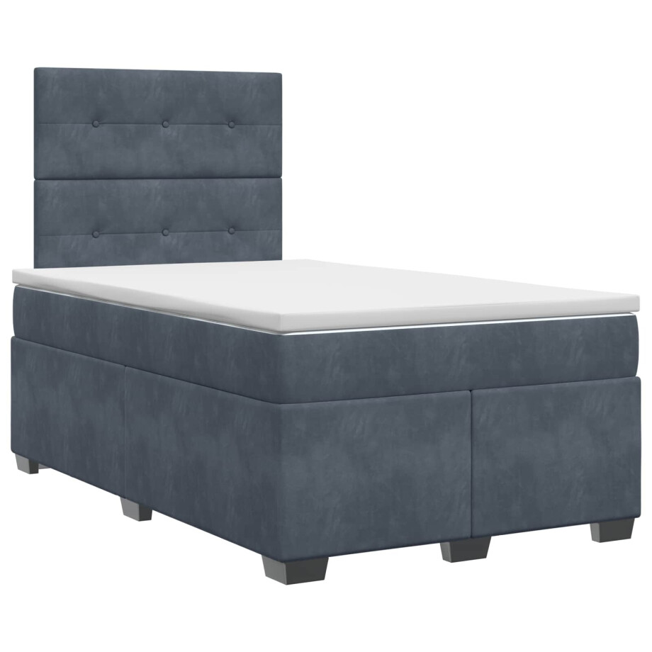 vidaXL Boxspringbed met matras Donkergrijs 120 x 190 cm Fluweel vidaXL Boxspringbed met matras Donkergrijs 120 x 190 cm Fluweel afbeelding 1