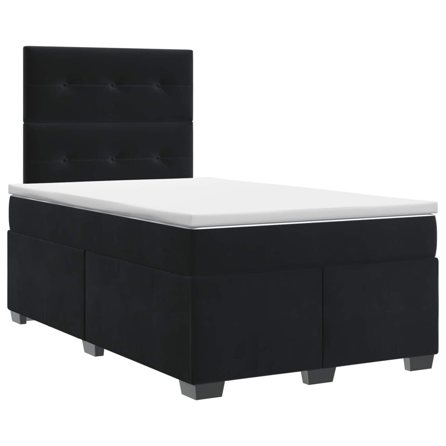vidaXL Boxspringbed met matras Zwart 120 x 200 cm Fluweel vidaXL Boxspringbed met matras Zwart 120 x 200 cm Fluweel afbeelding 1