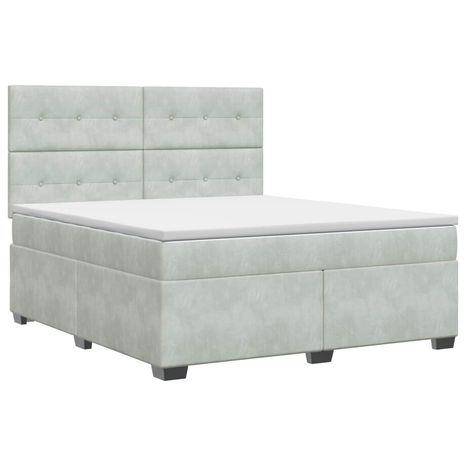 vidaXL Boxspringbed met matras Lichtgrijs 140 x 200 cm Fluweel vidaXL Boxspringbed met matras Lichtgrijs 140 x 200 cm Fluweel afbeelding 1