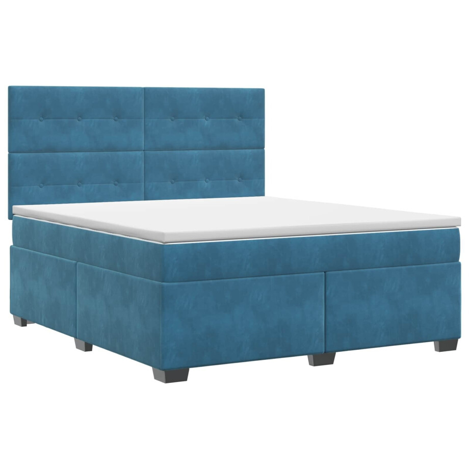 vidaXL Boxspringbed met matras Blauw 140 x 200 cm Fluweel afbeelding 1