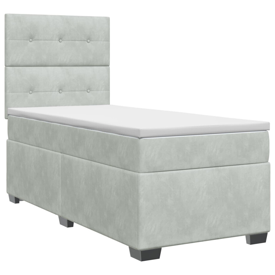 vidaXL Boxspringbed met matras met hoofdeinde Lichtgrijs Enkel Fluweel vidaXL Boxspringbed met matras met hoofdeinde Lichtgrijs Enkel Fluweel afbeelding 1