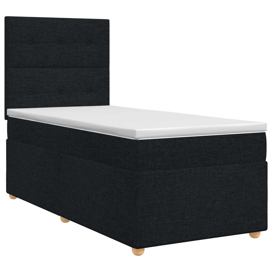 vidaXL Boxspringbed met matras met hoofdeinde Zwart 80 x 200 cm Stof vidaXL Boxspringbed met matras met hoofdeinde Zwart 80 x 200 cm Stof afbeelding 1