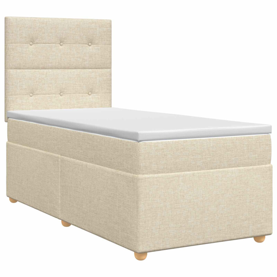 vidaXL Boxspringbed met matras Crèmekleurig 90 x 200 cm Stof vidaXL Boxspringbed met matras Crèmekleurig 90 x 200 cm Stof afbeelding 1