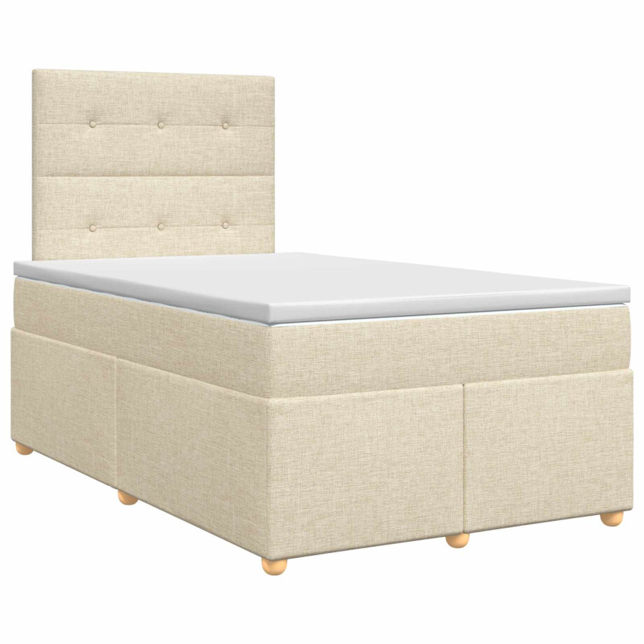 vidaXL Boxspringbed met matras Crèmekleurig 120 x 200 cm Stof vidaXL Boxspringbed met matras Crèmekleurig 120 x 200 cm Stof afbeelding 1