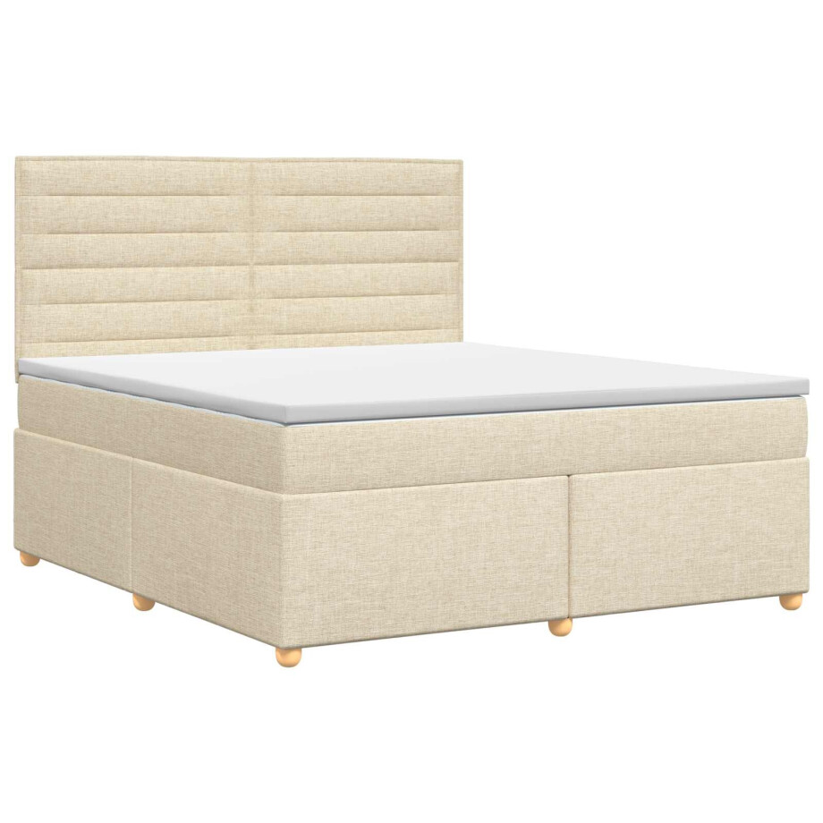 vidaXL Boxspringbed met matras Crèmekleurig 140 x 190 cm Stof afbeelding 1
