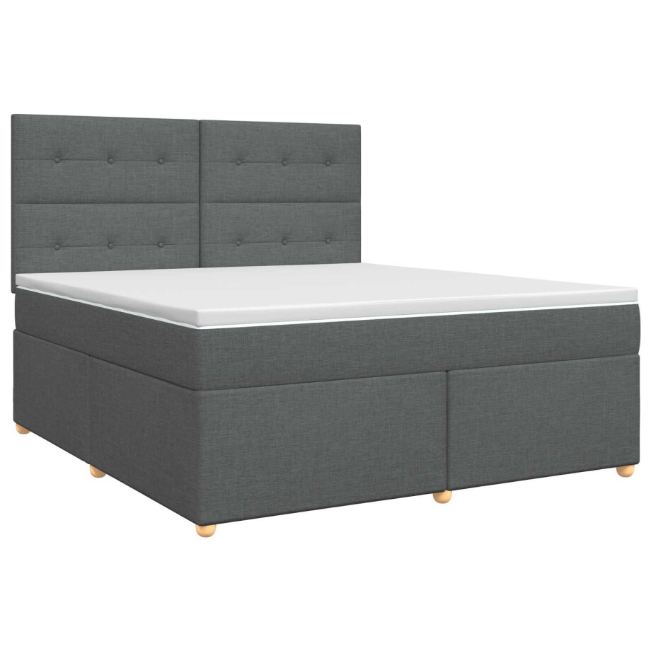 vidaXL Boxspringbed met matras Donkergrijs 140 x 190 cm Stof afbeelding 1