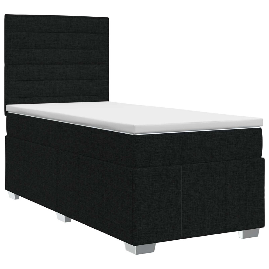 vidaXL Boxspringbed met matras met hoofdeinde Zwart 80 x 200 cm Stof vidaXL Boxspringbed met matras met hoofdeinde Zwart 80 x 200 cm Stof afbeelding 1