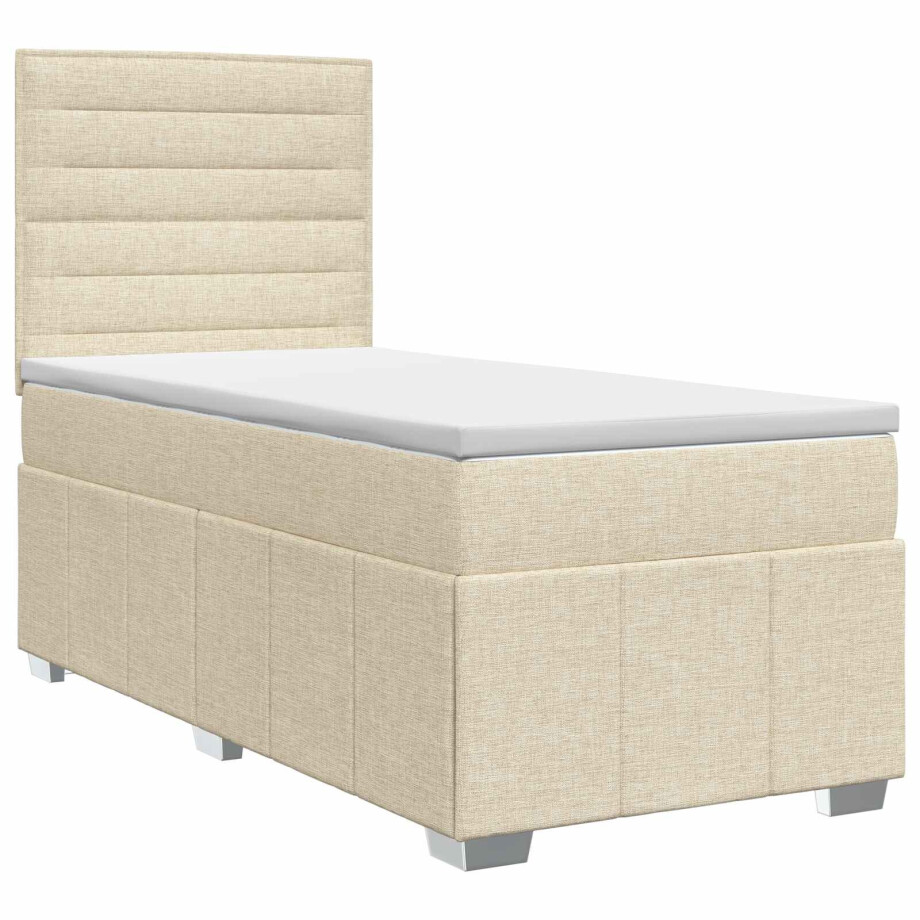 vidaXL Boxspringbed met matras Crèmekleurig 90 x 200 cm Stof vidaXL Boxspringbed met matras Crèmekleurig 90 x 200 cm Stof afbeelding 1