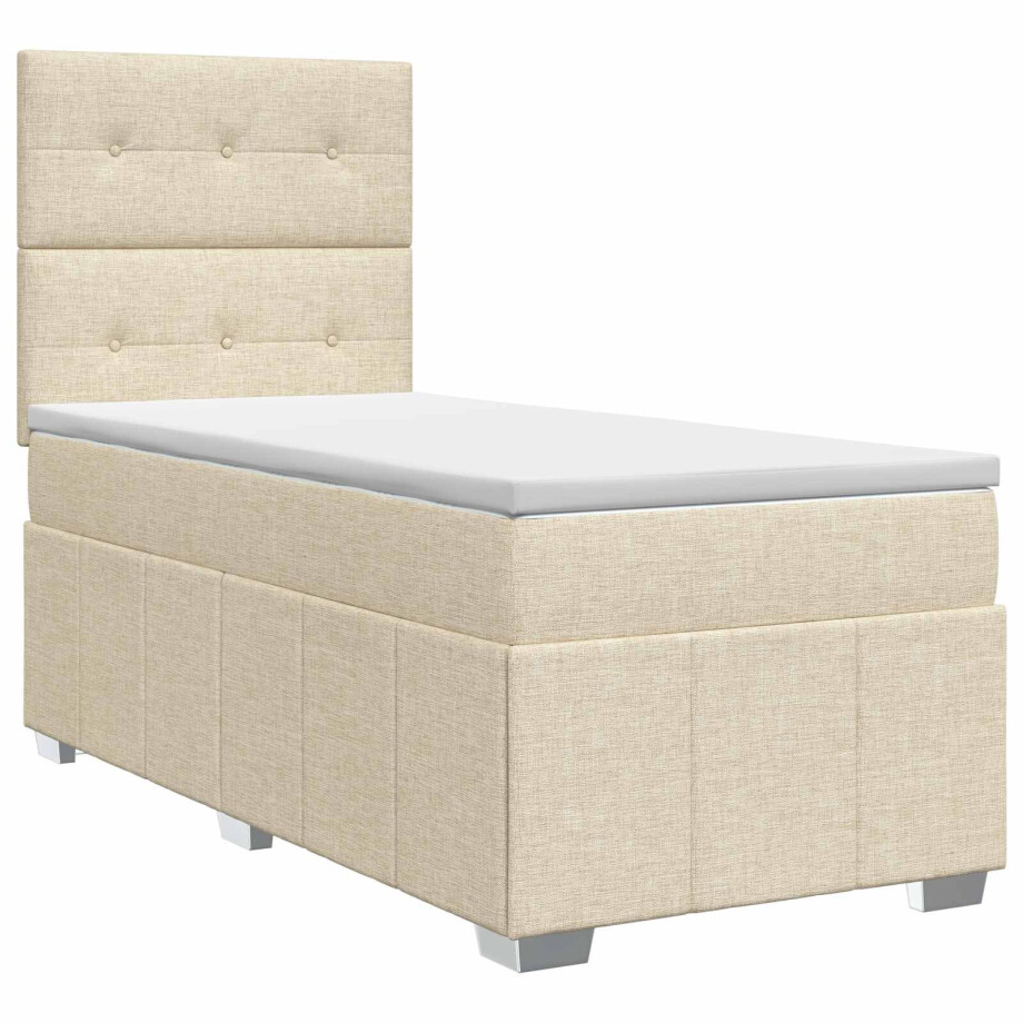 vidaXL Boxspringbed met matras Crèmekleurig 100 x 200 cm Stof afbeelding 1