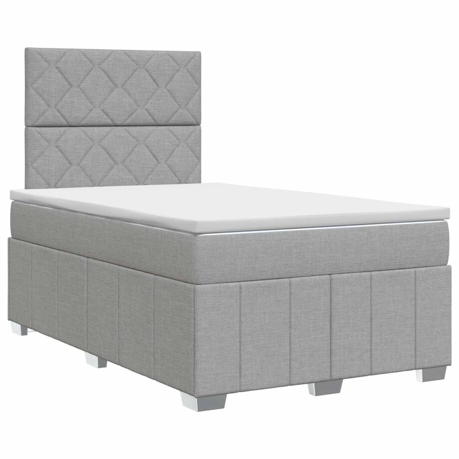vidaXL Boxspringbed met matras Lichtgrijs 120 x 190 cm Stof afbeelding 1
