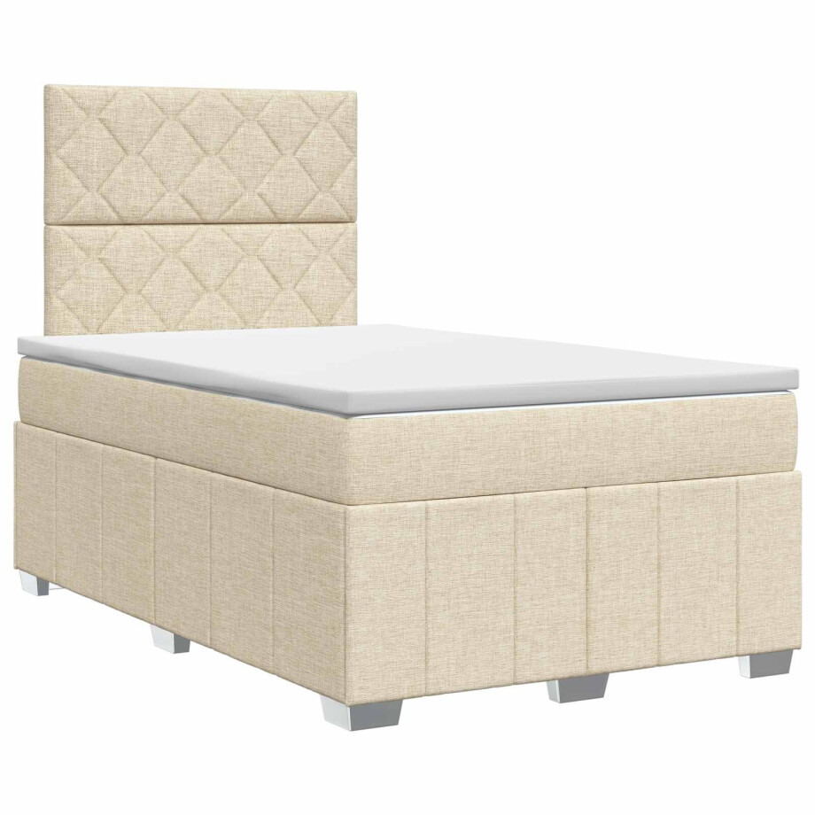 vidaXL Boxspringbed met matras Crèmekleurig 120 x 200 cm Stof afbeelding 1