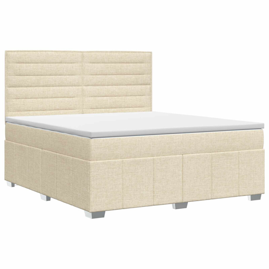 vidaXL Boxspringbed met matras Crèmekleurig 140 x 200 cm Stof afbeelding 1
