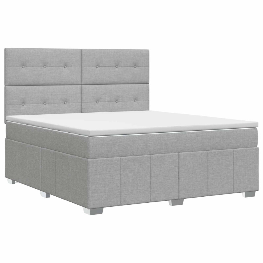 vidaXL Boxspringbed met matras Lichtgrijs 140 x 200 cm Stof vidaXL Boxspringbed met matras Lichtgrijs 140 x 200 cm Stof afbeelding 1