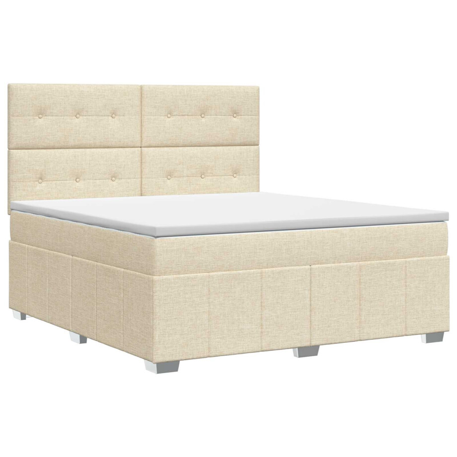 vidaXL Boxspringbed met matras Crèmekleurig 140 x 200 cm Stof vidaXL Boxspringbed met matras Crèmekleurig 140 x 200 cm Stof afbeelding 1