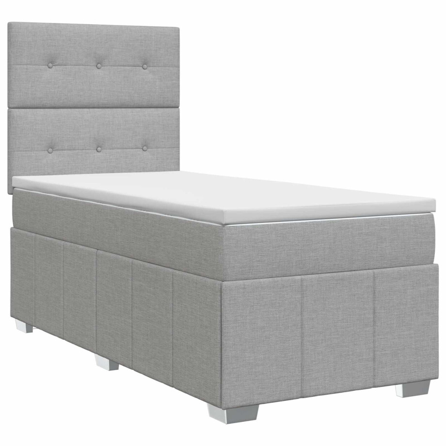 vidaXL Boxspringbed met matras met hoofdeinde Lichtgrijs Enkel Stof vidaXL Boxspringbed met matras met hoofdeinde Lichtgrijs Enkel Stof afbeelding 1