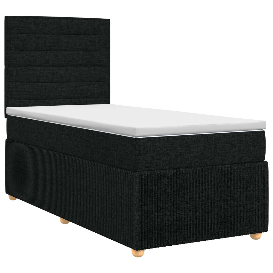 vidaXL Boxspringbed met matras met hoofdeinde Zwart 80 x 200 cm Stof vidaXL Boxspringbed met matras met hoofdeinde Zwart 80 x 200 cm Stof afbeelding 1