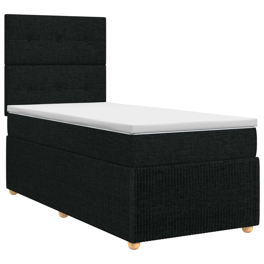 vidaXL Boxspringbed met matras met hoofdeinde Zwart 80 x 200 cm Stof vidaXL Boxspringbed met matras met hoofdeinde Zwart 80 x 200 cm Stof afbeelding 1