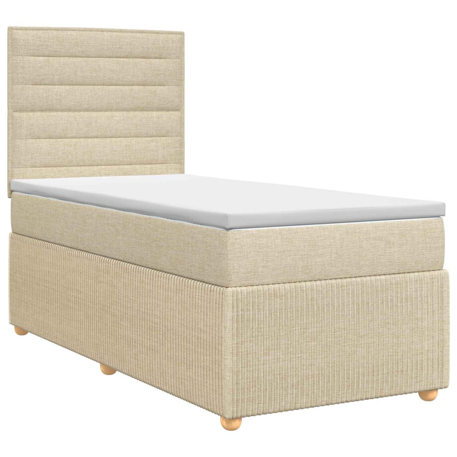 vidaXL Boxspringbed met matras Crèmekleurig 90 x 190 cm Stof vidaXL Boxspringbed met matras Crèmekleurig 90 x 190 cm Stof afbeelding 1