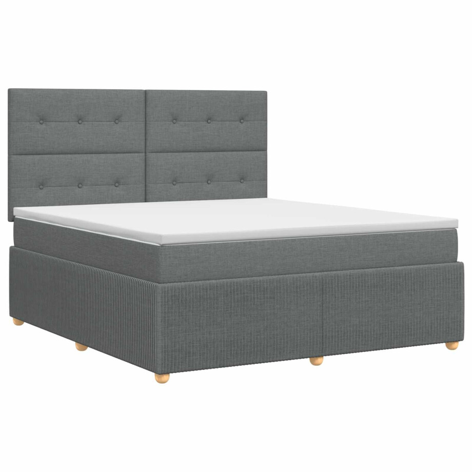 vidaXL Boxspringbed met matras Donkergrijs 140 x 190 cm Stof vidaXL Boxspringbed met matras Donkergrijs 140 x 190 cm Stof afbeelding 1