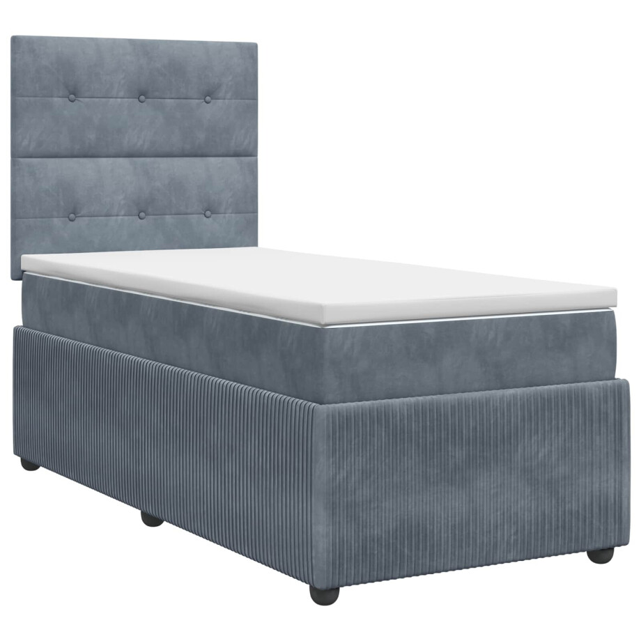 vidaXL Boxspringbed met matras Donkergrijs 80 x 200 cm Fluweel vidaXL Boxspringbed met matras Donkergrijs 80 x 200 cm Fluweel afbeelding 1
