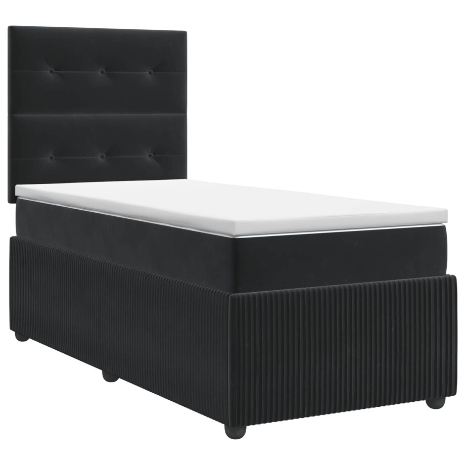 vidaXL Boxspringbed met matras Zwart 90 x 200 cm Fluweel vidaXL Boxspringbed met matras Zwart 90 x 200 cm Fluweel afbeelding 1