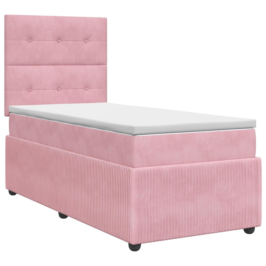 vidaXL Boxspringbed met matras Roze 100 x 200 cm Fluweel vidaXL Boxspringbed met matras Roze 100 x 200 cm Fluweel afbeelding 1