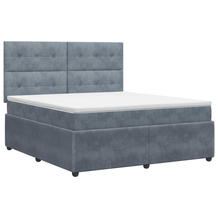 vidaXL Boxspringbed met matras Donkergrijs 140 x 190 cm Fluweel vidaXL Boxspringbed met matras Donkergrijs 140 x 190 cm Fluweel afbeelding 1