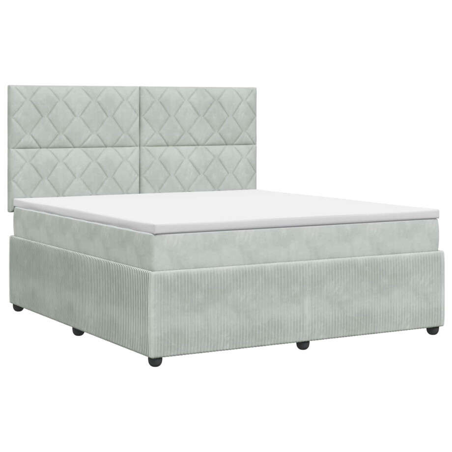 vidaXL Boxspringbed met matras Lichtgrijs 140 x 200 cm Fluweel vidaXL Boxspringbed met matras Lichtgrijs 140 x 200 cm Fluweel afbeelding 1
