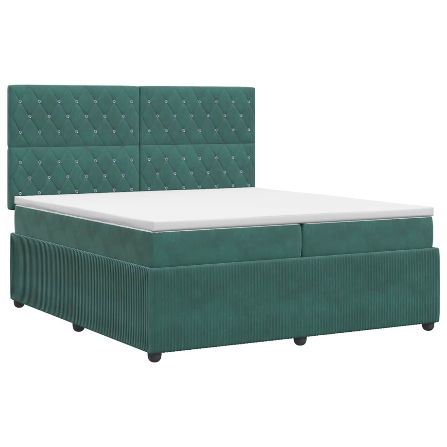 vidaXL Boxspringbed met matras Donkergroen 200 x 200 cm Fluweel vidaXL Boxspringbed met matras Donkergroen 200 x 200 cm Fluweel afbeelding 1