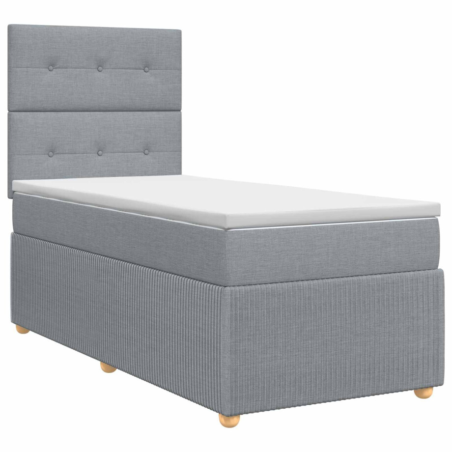 vidaXL Boxspringbed met matras met hoofdeinde Lichtgrijs Enkel Stof vidaXL Boxspringbed met matras met hoofdeinde Lichtgrijs Enkel Stof afbeelding 1