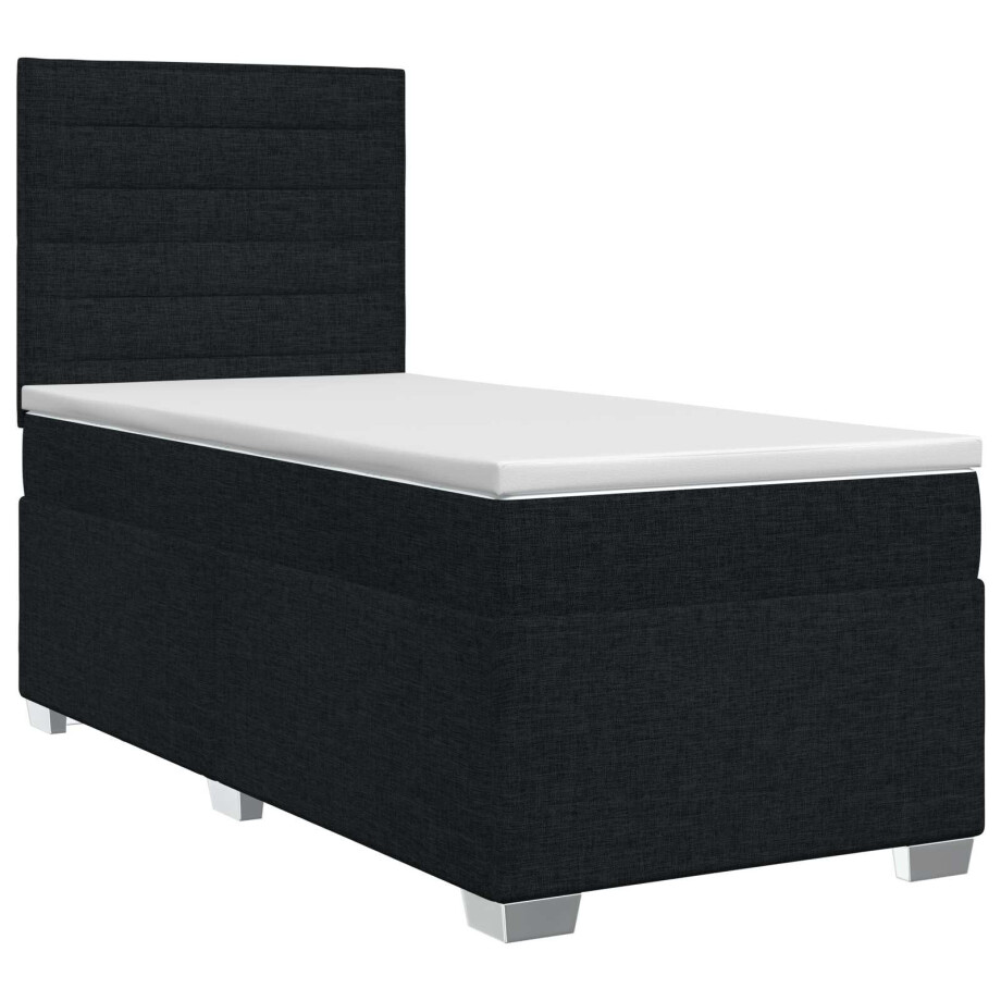 vidaXL Boxspringbed met matras met hoofdeinde Zwart 80 x 200 cm Stof vidaXL Boxspringbed met matras met hoofdeinde Zwart 80 x 200 cm Stof afbeelding 1