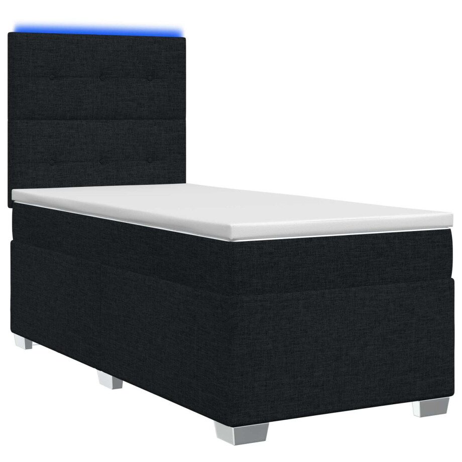 vidaXL Boxspringbed met matras met hoofdeinde Zwart 80 x 200 cm Stof afbeelding 1