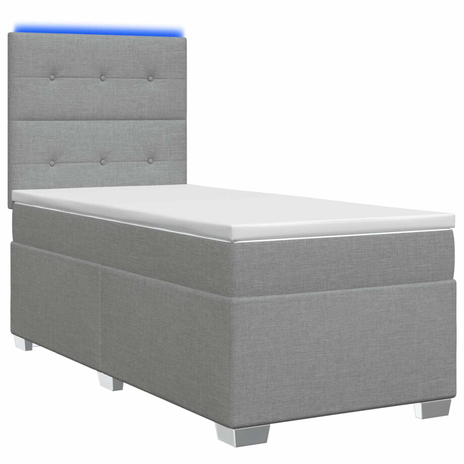 vidaXL Boxspringbed met matras Lichtgrijs 90 x 200 cm Stof vidaXL Boxspringbed met matras Lichtgrijs 90 x 200 cm Stof afbeelding 1